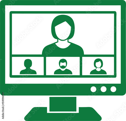 Green screen video conference meeting icon design illustrating remote collaboration