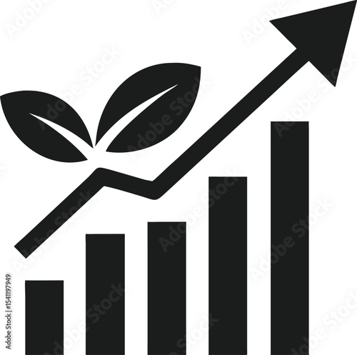 Sustainable growth chart depicting positive upward trends and environmental progress