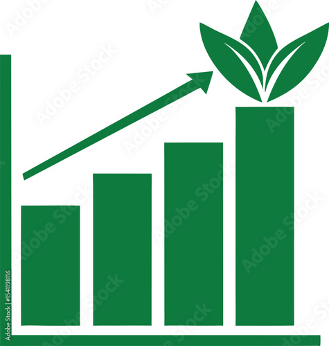 Green eco friendly growth chart illustrating sustainable business progress and development
