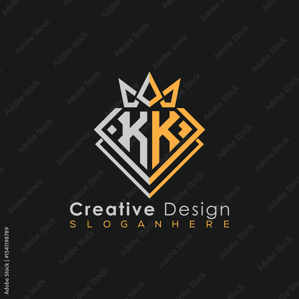 Obraz premium Luxury Letter Logo – Crown & Diamond Monogram for Creative Branding 