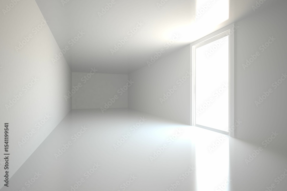 Obraz premium Flat design white interior is showing doorway casting strong light and reflections