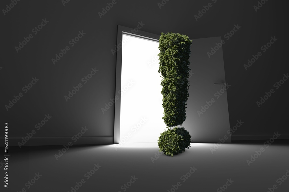 Obraz premium Exclamation mark of topiary at doorway