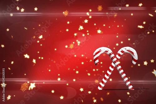 Christmas candy canes on red