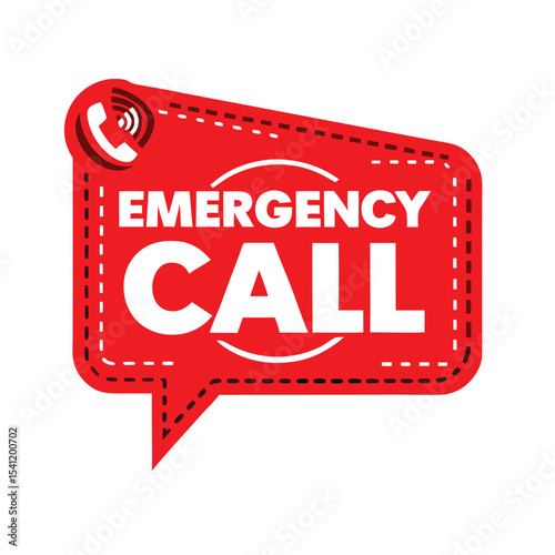 Red emergency call vector illustration icon design with telephone symbol for assistance