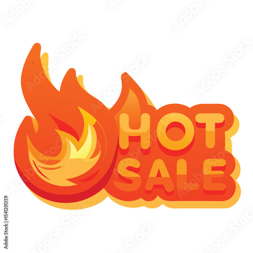 Vibrant vector illustration of a fiery hot sale graphic for promotional purposes