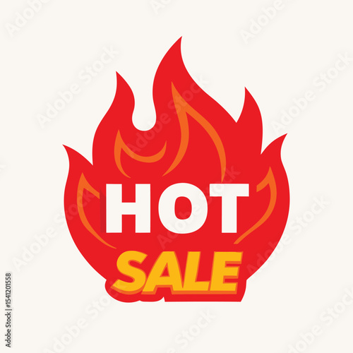 A fiery hot sale promotion graphic vector illustration on isolated beige background