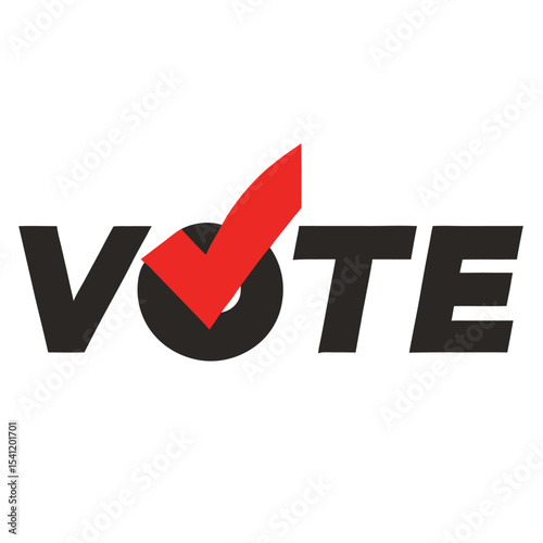 Simple and bold vote graphic featuring a checkmark symbol promoting elections