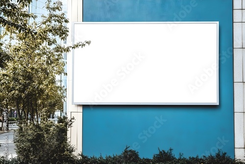 Blank Advertising Billboard Mounted Prominently on Exterior Urban Building Wall