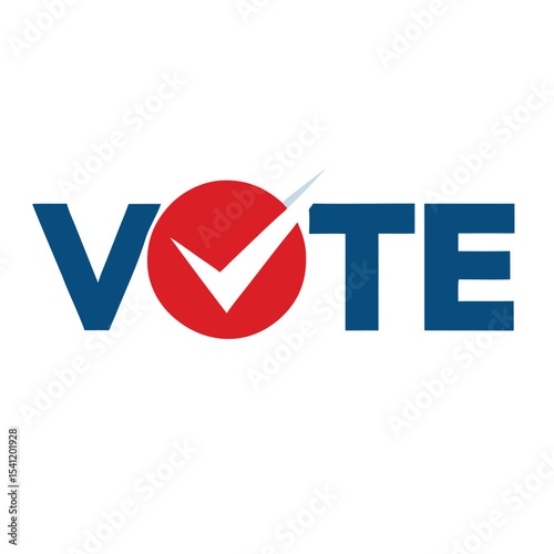 Voting symbol with check mark on vote text promoting civic engagement vector illustration