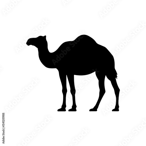 Camel silhouette vector flat illustration on white background.