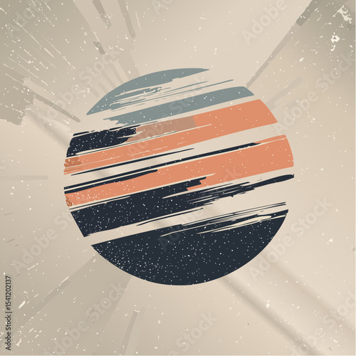 A sharp vector featuring a bold sphere with cuts and shadows, in a clean retro color scheme.