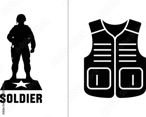 Soldier vector illustration military army combat uniform icon army gear and tactical vest design concept editable stock vector illustration