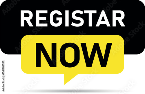 Register Now Icon and Label – Modern Vector Tag for Sign-Up and Promotion
