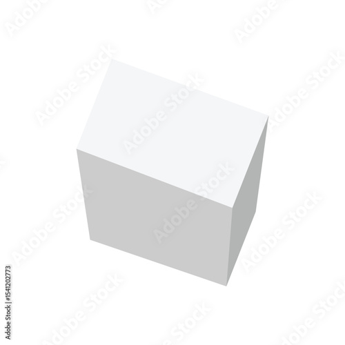 White triangular prism isometric shape. Geometric 3D symbol. Vector isolated on white . Vector Illustration .  