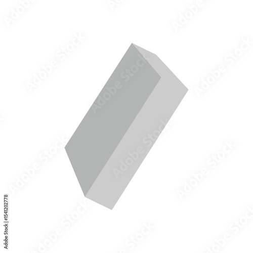 White triangular prism isometric shape. Geometric 3D symbol. Vector isolated on white . Vector Illustration .  