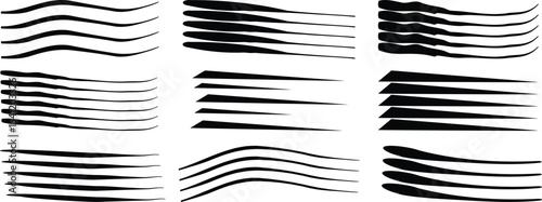Charcoal smears, Horizontal wavy strokes collection. Chalk lines, charcoal highlight strokes doodle set. Pencil underlines, kids crayon strips, brush line in sketch style. vector illustration isolated
