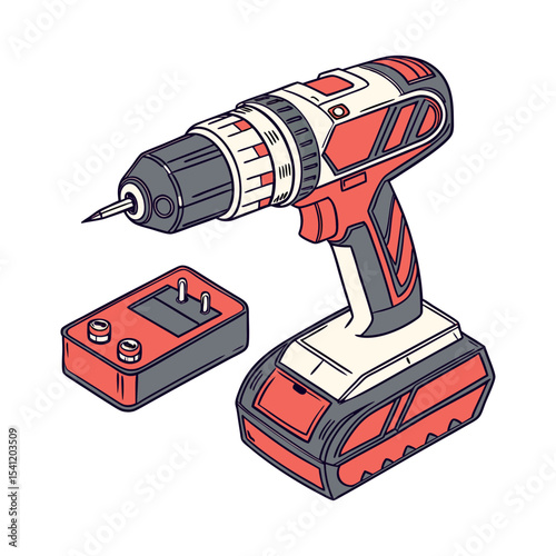 Cordless Drill vector art illustration
