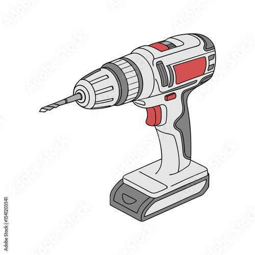 Cordless Drill vector art illustration