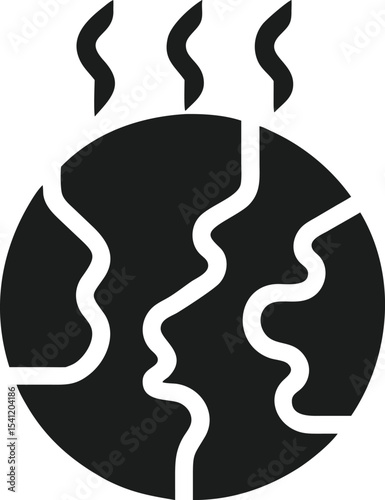 Black silhouette design representing geothermal energy production with heat waves