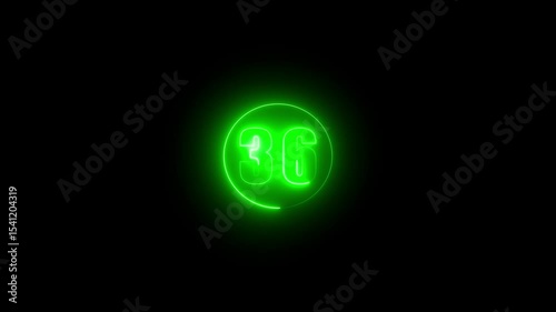 futuristic neon number 36 encircled in light. Vibrant digital design for modern signage, visual art, and concept illustration.