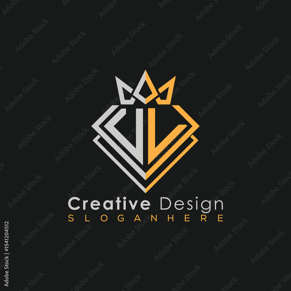 Obraz premium Luxury Letter Logo – Crown & Diamond Monogram for Creative Branding 