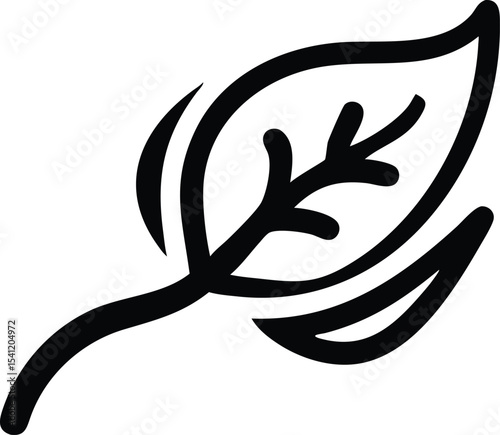 Simple black eco friendly leaf silhouette design illustrating nature's beauty and sustainability