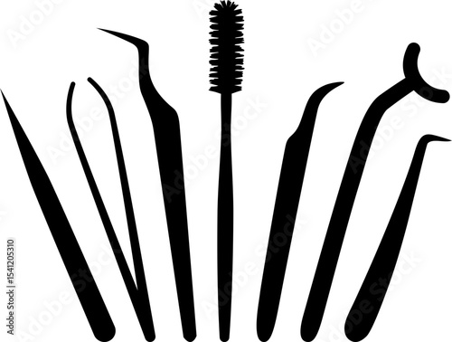 Beauty Tools Eyelash Extention Tweezers Equipment Silhouette
