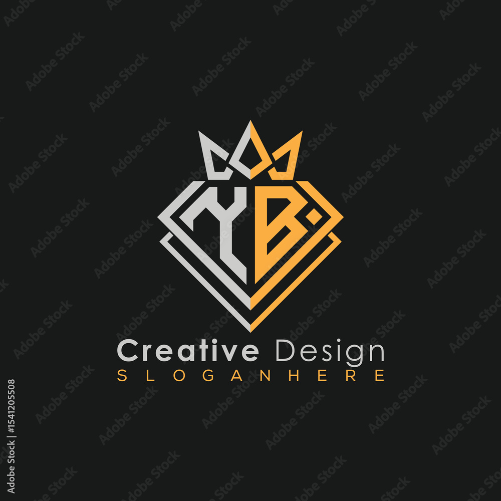 Fototapeta premium Luxury Letter Logo – Crown & Diamond Monogram for Creative Branding