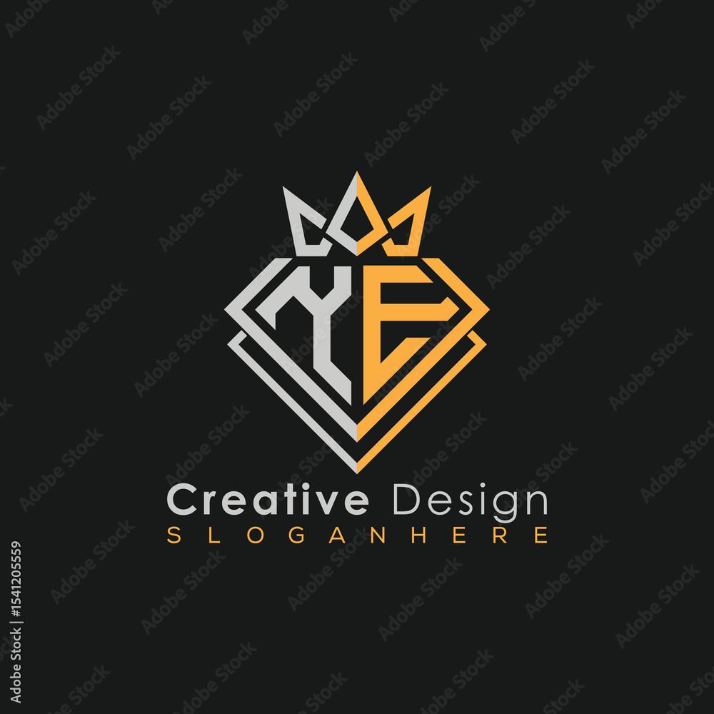 Fototapeta premium Luxury Letter Logo – Crown & Diamond Monogram for Creative Branding