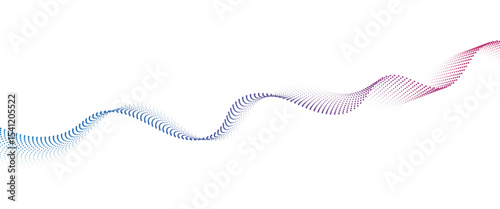 Flowing Dot Wave halftone gradient pattern on transparent background	
