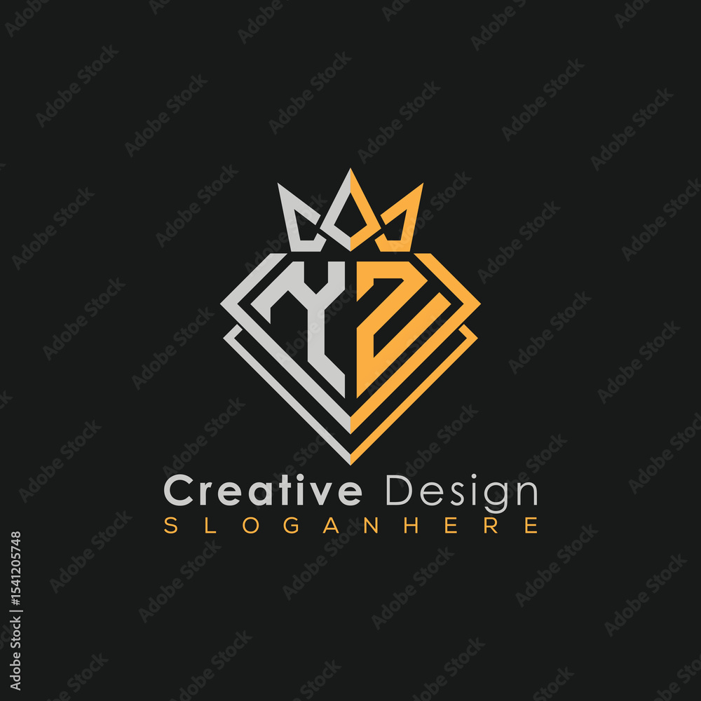 Obraz premium Luxury Letter Logo – Crown & Diamond Monogram for Creative Branding