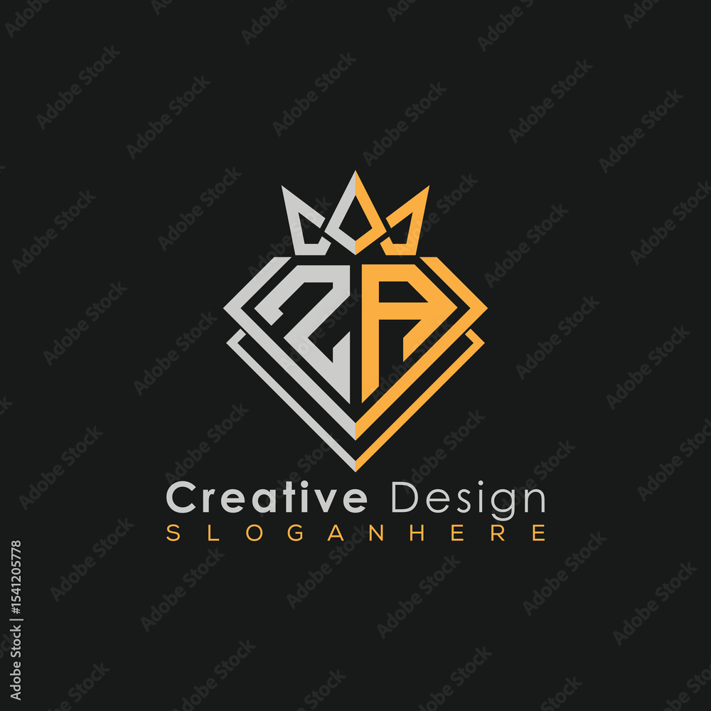 Fototapeta premium Luxury Letter Logo – Crown & Diamond Monogram for Creative Branding