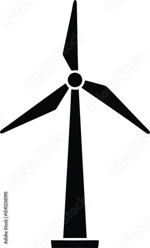 Minimal wind turbine silhouette design simple outline illustration for renewable energy concepts