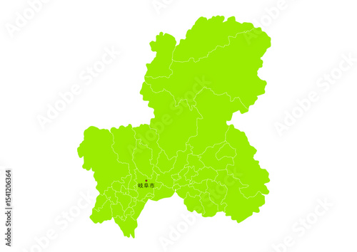 岐阜県の行政区分付き地図