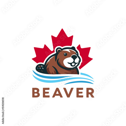 beaver logo design, vector illustration Canadian icon logo design concept. Beaver day illustration. Beaver Mascot Logo for Sport and Esport, Cartoon Beaver Mascot.	American and Canadian animal.