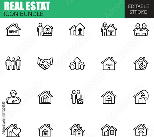 Real Estate and Property Icon Collection – Flat Vector Set for Realtors, Agents, Investors, and Developers
