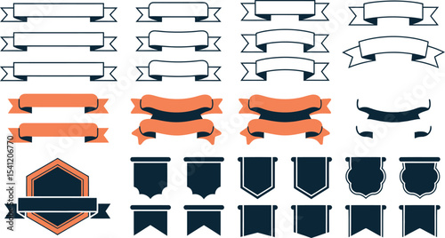 Vector ribbon banner set collection design elements for decoration and labels graphic illustration 100c editable stock vector illustration