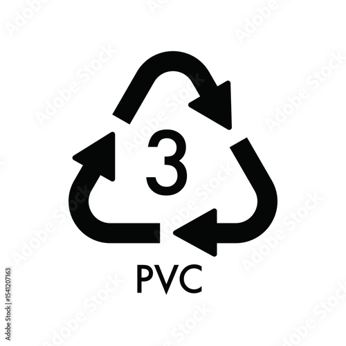 PVC O3 RECYCLING PLASTIC SYMBOL VECTOR SIGN LOGO