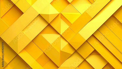 黄色の幾何学模様のイラスト。3D。立体的なブロックスタイル。Yellow geometric illustration. 3D. Three-dimensional block style.