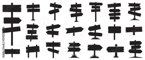 Black sign post silhouette collection design.