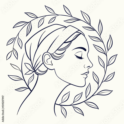 Girl with flowers vector illustration of a beautiful woman with floral design and nature elements