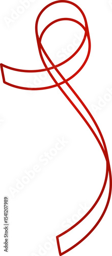 Red ribbon line. Decoration for party, holiday