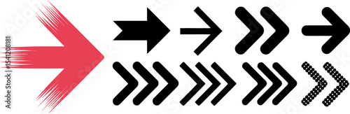 Arrow vector set collection of different style arrows direction pointers navigation signs and symbols graphic design editable stock vector illustration