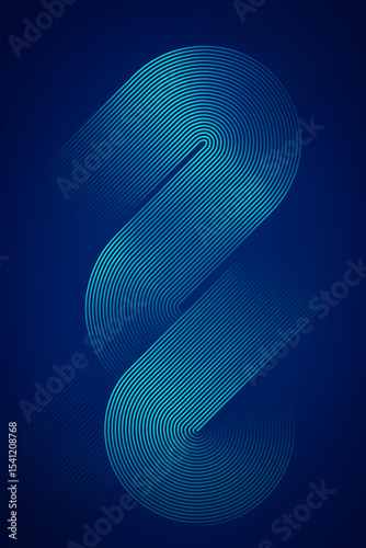 Futuristic neon blue abstract curved lines digital background with glowing effect and smooth gradients for modern tech and artistic themes in high resolution wallpaper style, unique design Pro