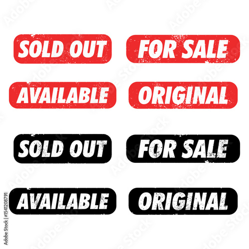 Stamp vector set, Sold out design, For sale, Available, Original 