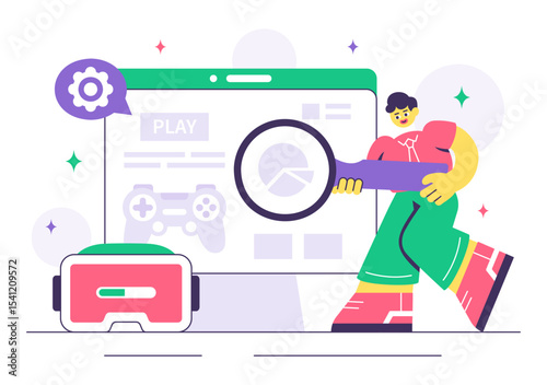 Game Development Vector Illustration Featuring Games, Digital Technology, Programming, and Coding for the Technical Aspects of Creating Video Games