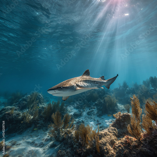 a zebra shark swimming in the carribean
