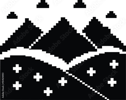 Pixel-style hills vector set - Rolling landscape silhouettes, EPS JPEG PNG