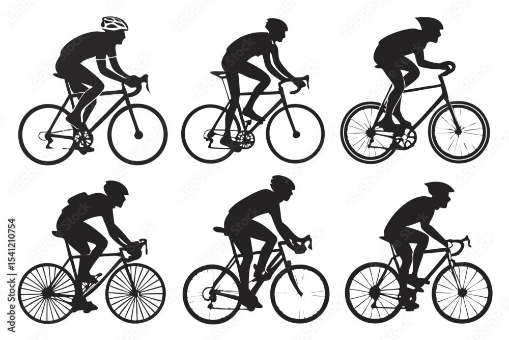 Fototapeta premium Bicycle and Cyclist Silhouettes Collection