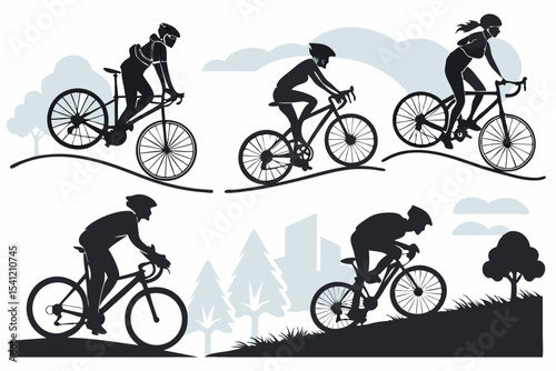 Bicycle and Cyclist Silhouettes Collection